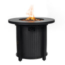 30 Inch Propane Gas Fire Pit Table 50000 BTU Round Steel Fire Pit for Outside Patio Deck Garden Courtyard Black