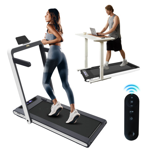 2 in 1 Under Desk Treadmill, 2.5HP Folding Electric Treadmill Walking Jogging Machine with Remote Control