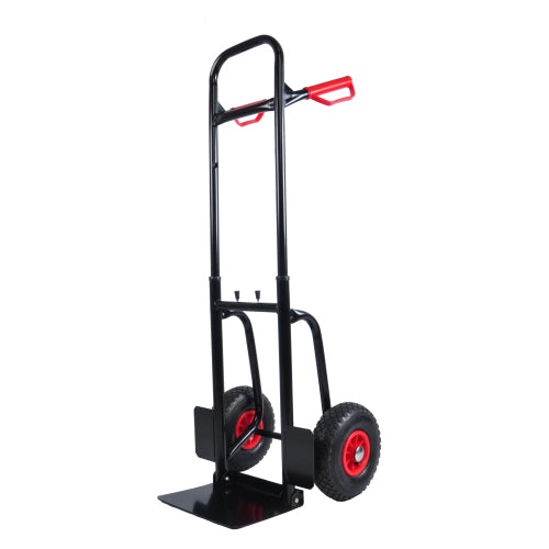 Heavy duty manual truck with double handles 330 lb steel trolley with 10in rubber wheels for warehouse/garden