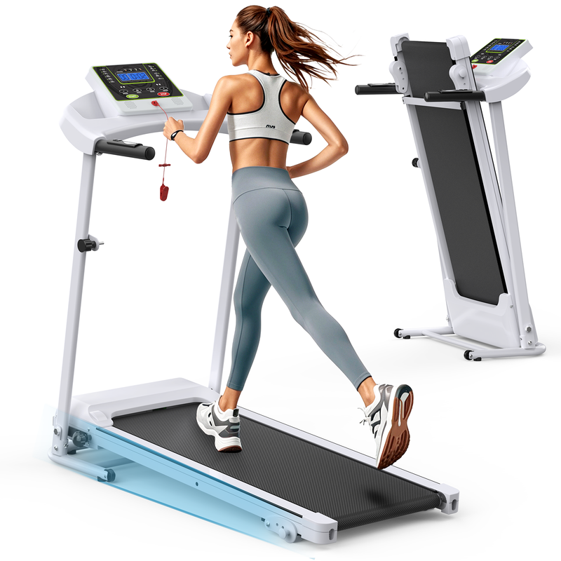 Folding Treadmill with Incline 2.5HP 12KM/H Electric Treadmill Bluetooth Music Cup Holder Heart Rate Sensor for Indoor Home Gym Exercise Fitness