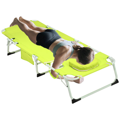 3-in-1 Heavy Duty Tanning Chair with Face Hole Adjustable 5-Position Folding Chaise Lounge Chairs for Outdoor Sunbathing Pool