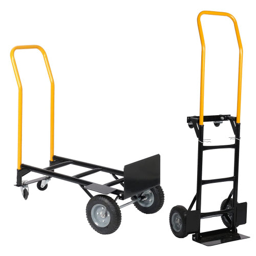 Hand Truck Dual Purpose 2 Wheel Dolly Cart and 4 Wheel Push Cart with Swivel Wheels 330 Lbs Capacity