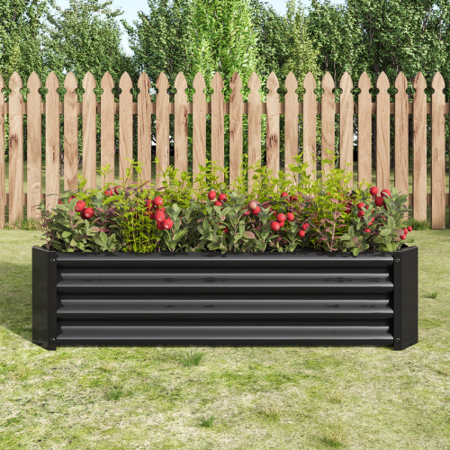 Metal Raised Garden Bed Rectangle Raised Planter 4¡Á2¡Á1ft for Flowers Plants Vegetables Herb Black