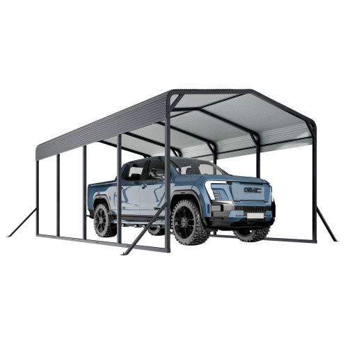 12x20FT Metal Car Carport Heavy Duty Carport with Reinforced Support Base Suitable for All Weather Conditions - Black