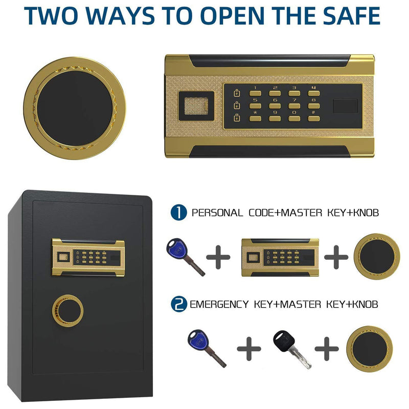 Security Safe Box for Home Office, 2.7 Cubic Feet Safe with Double Safety Key Lock and Password