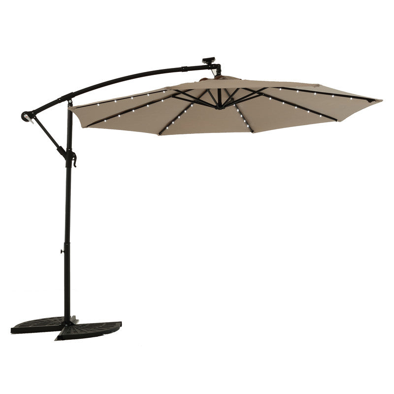 10ft Solar LED Offset Hanging Market Patio Umbrella (No Base)