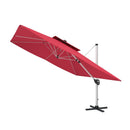 11FT Patio Umbrella Outdoor Square Double Top Umbrella in Red (without Umbrella Base)
