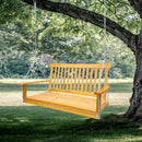 Front Porch Swing With Armrests Wood Bench Swing With Hanging Chains For Outdoor Patio Garden Yard Porch Backyard