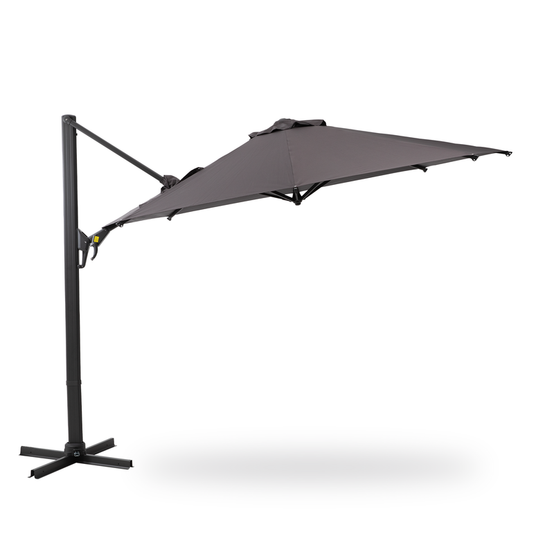 11 FT Cantilever Patio Umbrella, Round Outdoor Offset Umbrella with 360¡ã Rotation & Tilt Adjustment without Base - Grey