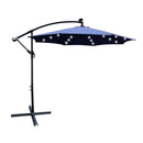 10 ft Outdoor Patio Umbrella Solar Powered LED Lighted Sun Shade Market Waterproof 8 Ribs Umbrella with Crank and Cross Base