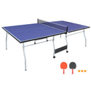 8ft Mid-Size Table Tennis Table Foldable & Portable Ping Pong Table Set for Indoor Games with Net, 2 Table Tennis Paddles and 3 Balls