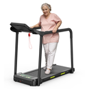 Walking Pad Treadmill for Senior, Foldable Exercise Treadmill Large LED Display for Elderly Long Handrail for Balance 300 Lbs Capacity