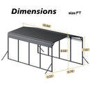 12x20FT Metal Car Carport Heavy Duty Carport with Reinforced Support Base Suitable for All Weather Conditions - Black