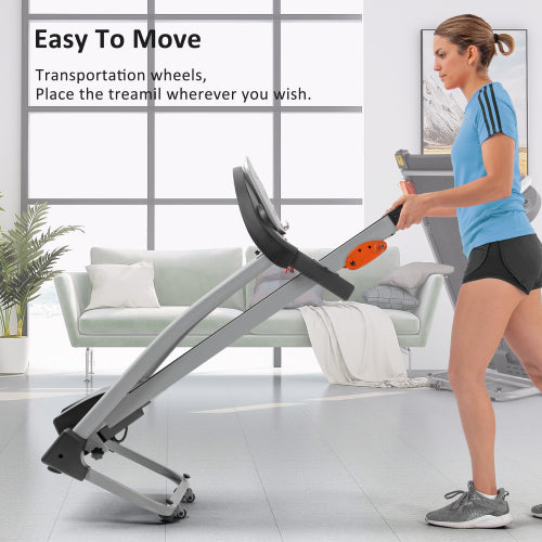 Easy Folding Treadmill for Home Use, 2.5HP Electric Running 3-Level Incline Adjustable Compact Foldable