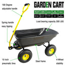 Folding Car Poly Garden Dump Truck With Steel Frame 10 Inches Pneumatic Tire 300 Lb Capacity Body 55l Black