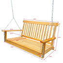 Front Porch Swing With Armrests Wood Bench Swing With Hanging Chains For Outdoor Patio Garden Yard Porch Backyard