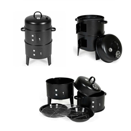 Outdoor Double-Layer Grill Charcoal Wood Fired Braising And Smoking Stove