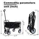 Extention ExCollapsible Foldable Wagon Cart Heavy Duty Utility Cart for Camping Shopping Sports Supports 225lbs Black