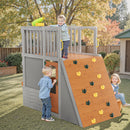Large Sturdy Wooden Playhouse for Kids Realistic Modern Design Lookout Post Telescope Climb Ramp-for 5-8 Children's Outdoor Play