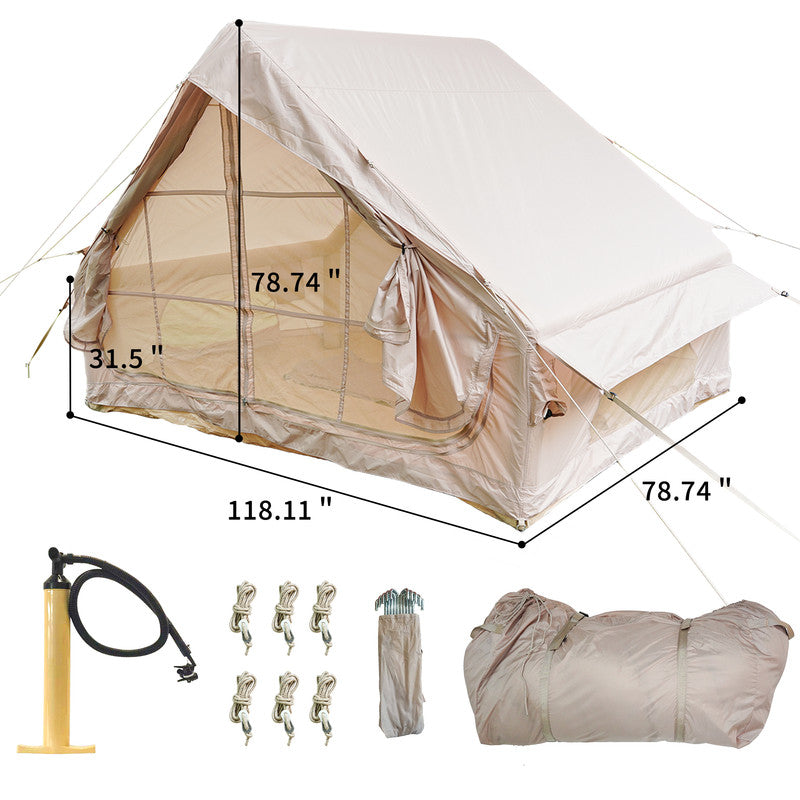 Inflatable Tent With Pump,Glamping Tents For 4-6 Person, Easy Setup 4 Season Waterproof Outdoor Tent Luxury Glamping Tent