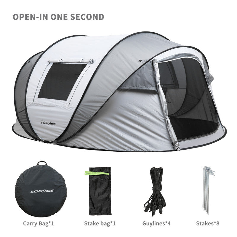 4-6 Persons White + Gray Pop-Up Boat Tent