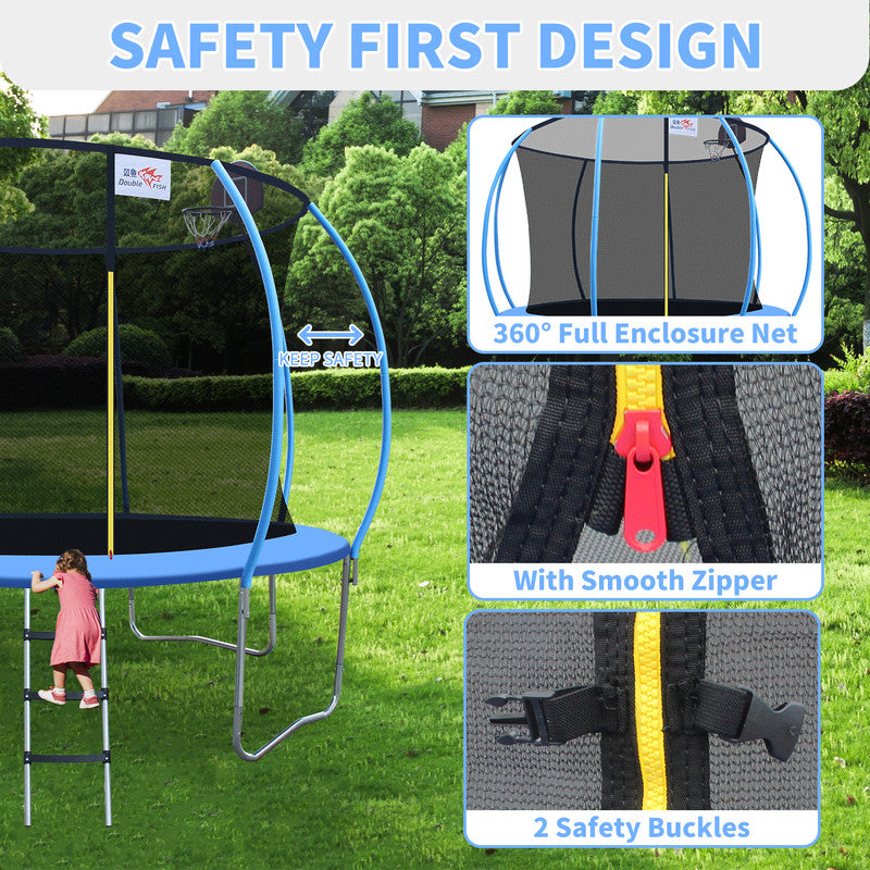 Foldable Trampoline 400 Lbs 10ft Foldable Mini Trampoline Fitness Rebounder with Handrail for Adults