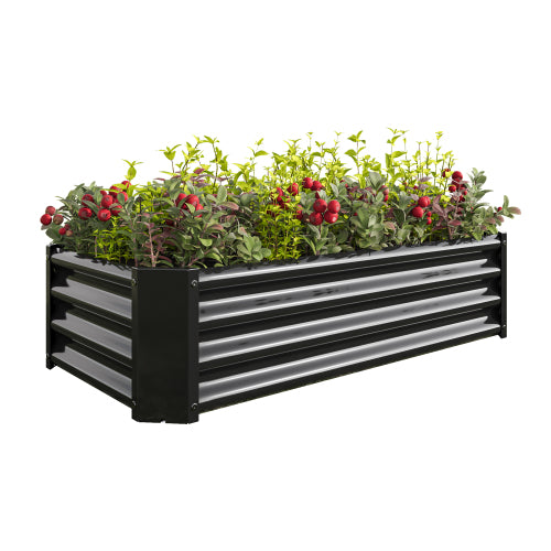 Metal Raised Garden Bed Rectangle Raised Planter 4¡Á2¡Á1ft for Flowers Plants Vegetables Herb Black