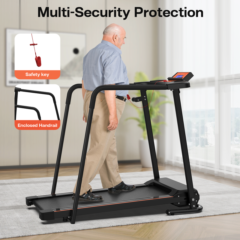 Walking Treadmills for Home, Extended Handrails for Recovery Fitness, Portable Foldable Treadmill for Seniors 300 LBS Capacity