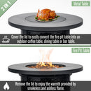 30 Inch Propane Gas Fire Pit Table 50000 BTU Round Steel Fire Pit for Outside Patio Deck Garden Courtyard Black