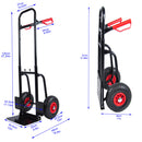 Heavy duty manual truck with double handles 330 lb steel trolley with 10in rubber wheels for warehouse/garden