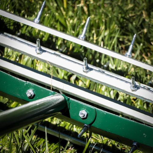 Heavy Duty Rolling Lawn Aerator Rolling Lawn Aerator with 3-Piece Long Steel Handle for Garden Yard Grass Maintenance