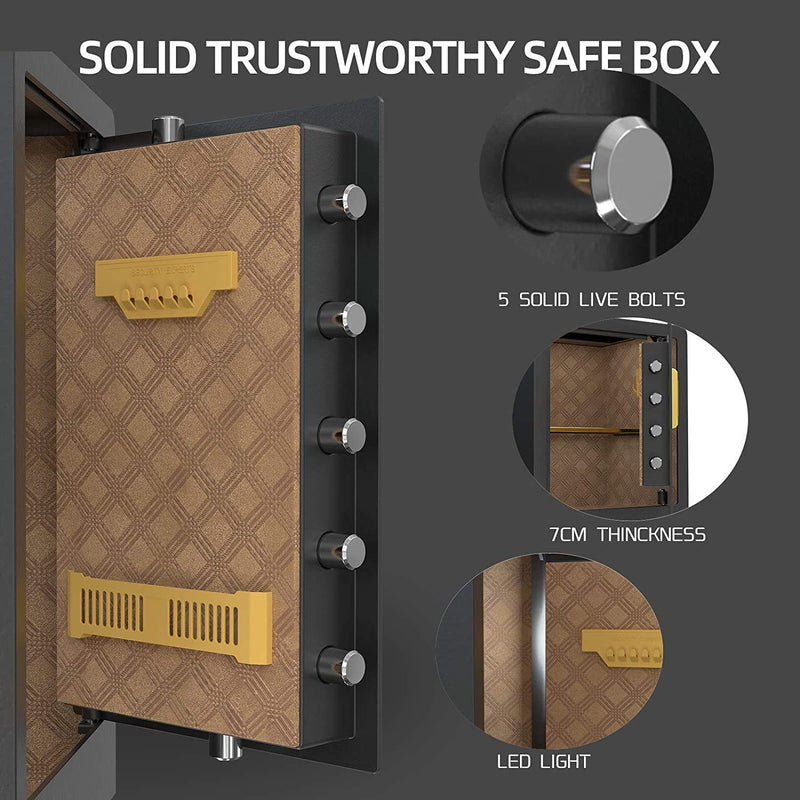 Security Safe Box for Home Office, 2.7 Cubic Feet Safe with Double Safety Key Lock and Password