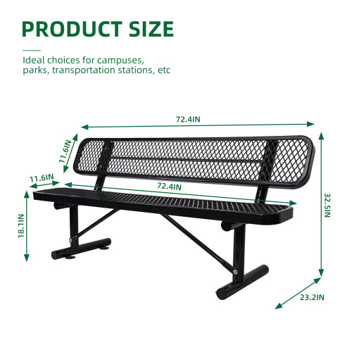 6 ft. Outdoor Steel Bench with Backrest in Black?