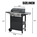 Propane Gas Grill 3 Burner Barbecue Grill Stainless Steel 26,000 BTU Patio Garden Barbecue Grill with Two Shelves