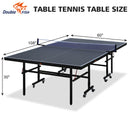 9ft Folding Rolling Table Tennis Table2 Paddles, 3 Balls, 1 Net And Post Set black Fold-Up Design, 8 Wheels for Easy Movement