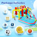 7 In1 Inflatable Slide Water Park Bouncing House Outdoor Soccer Garden Bouncer With Splash Pool & Water Gun & Climbing Wall & Basketball & Football