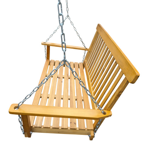 Front Porch Swing With Armrests Wood Bench Swing With Hanging Chains For Outdoor Patio Garden Yard Porch Backyard
