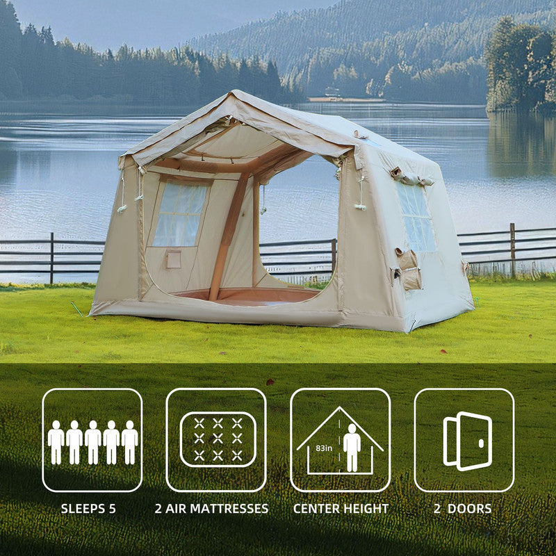 Inflatable Tents for Camping with canopy Easy Setup InflatableTent 4 Season Tent, Waterproof Oxford Air Glamping Tents for Camping Adult 4/6/8 Person
