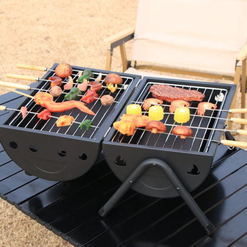 Portable Charcoal Grill with Small Tabletop Barbecue Grill for Outdoor Camping Backyard Party BBQ Cooking