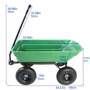 Folding Car Poly Garden Dump Truck With Steel Frame 10 Inches Pneumatic Tire 300 Lb Capacity Body 55l Green