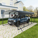 12x20FT Metal Car Carport Heavy Duty Carport with Reinforced Support Base Suitable for All Weather Conditions - Black