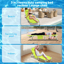 3-in-1 Heavy Duty Tanning Chair with Face Hole Adjustable 5-Position Folding Chaise Lounge Chairs for Outdoor Sunbathing Pool