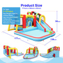 7 In1 Inflatable Slide Water Park Bouncing House Outdoor Soccer Garden Bouncer With Splash Pool & Water Gun & Climbing Wall & Basketball & Football