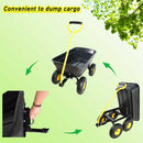 Folding Car Poly Garden Dump Truck With Steel Frame 10 Inches Pneumatic Tire 300 Lb Capacity Body 55l Black