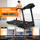 Folding Treadmill for Home Electric Treadmill Workout Running Machine, Handrail Controls Speed, Pulse Monitor APP