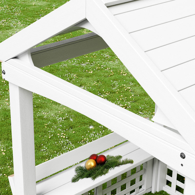 Modern Outdoor Wooden Playhouse for Children Waterproof Design with Comfortable Bench and Attractive Door