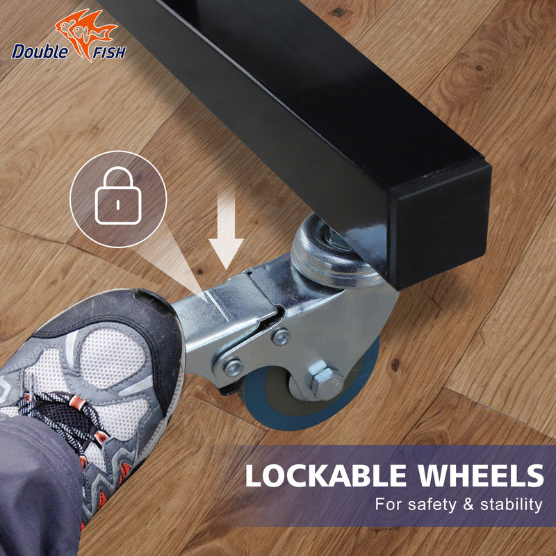 9ft Folding Rolling Table Tennis Table2 Paddles, 3 Balls, 1 Net And Post Set black Fold-Up Design, 8 Wheels for Easy Movement