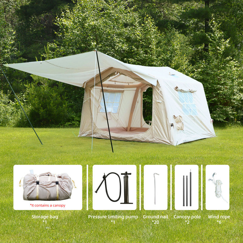 Inflatable Tents for Camping with canopy Easy Setup InflatableTent 4 Season Tent, Waterproof Oxford Air Glamping Tents for Camping Adult 4/6/8 Person