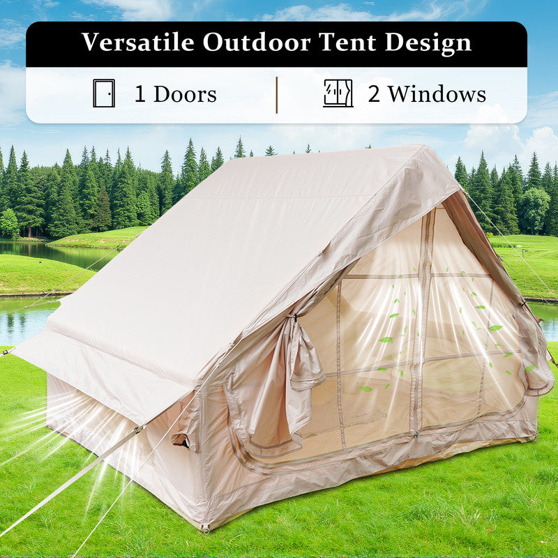 Inflatable Tent With Pump,Glamping Tents For 4-6 Person, Easy Setup 4 Season Waterproof Outdoor Tent Luxury Glamping Tent