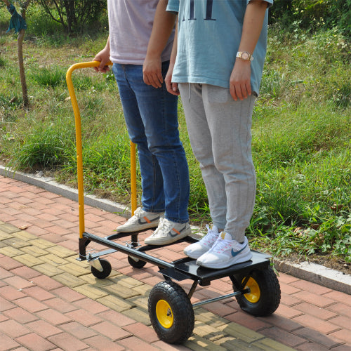 Hand Truck Dual Purpose 4 Wheel Push Cart with Swivel Wheels 330 Lbs for Garden/Grocery